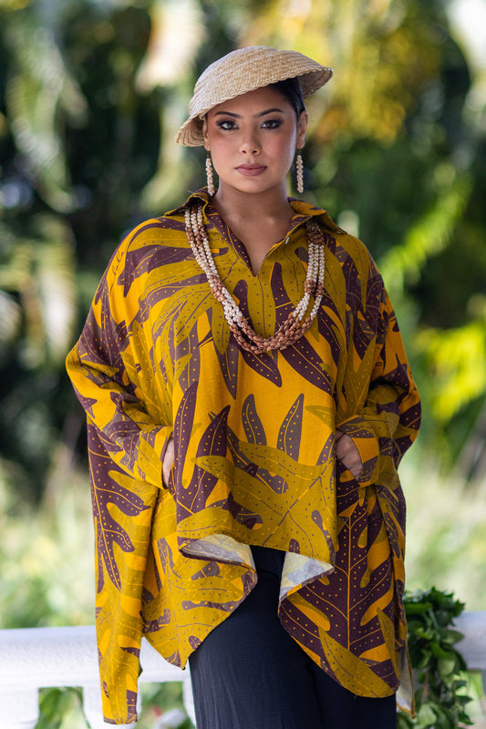Piʻilani Blouse Lauaʻe Brown/Mustard