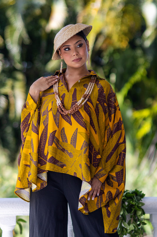 Piʻilani Blouse Lauaʻe Brown/Mustard