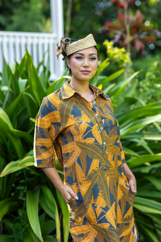 Lei Aloha Dress Uluhe Fern Orange/Grey