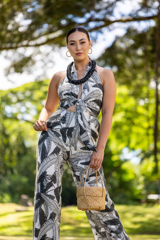 Hina Romper Uluhe Fern Black/White