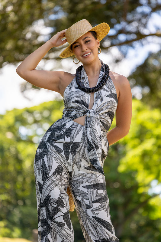 Hina Romper Uluhe Fern Black/White