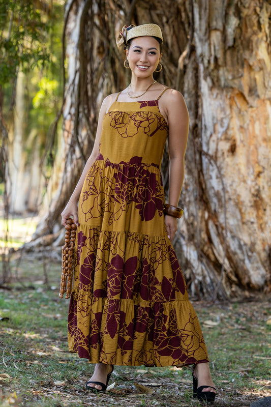 Kelina Dress Lei Kiele Maroon/Brown