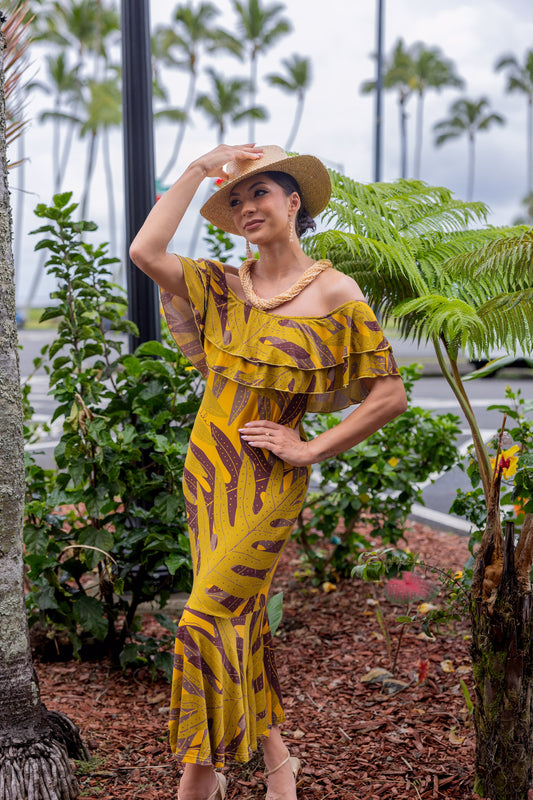 Peggy Dress Lauaʻe Brown/Mustard