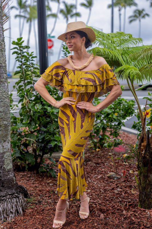 Peggy Dress Lauaʻe Brown/Mustard