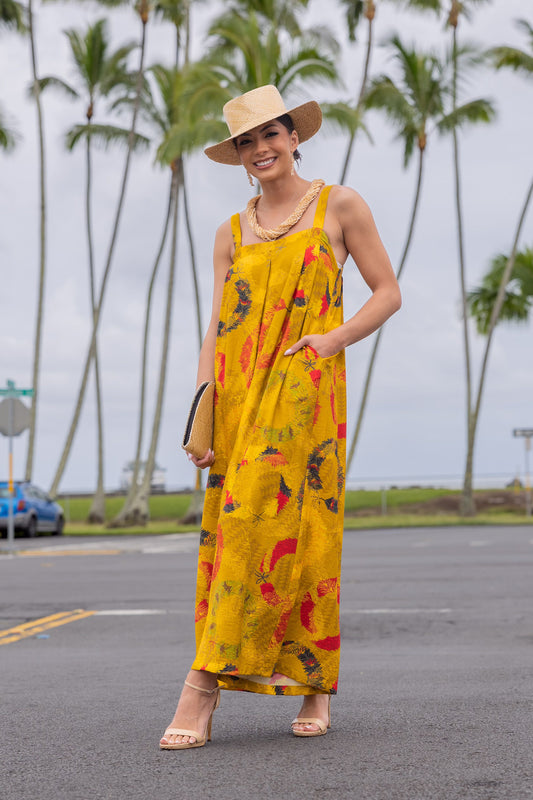 Aleea Romper Lei Hulu Mustard Multi Color