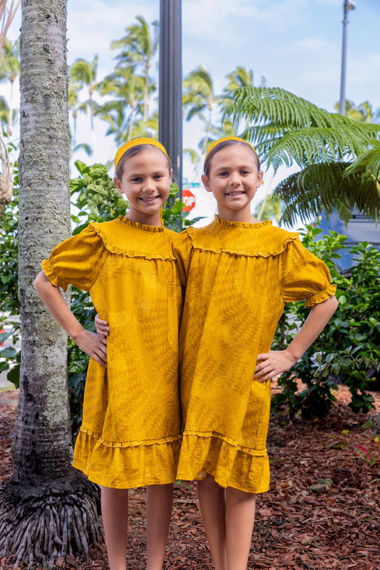 Keiki Hattie Dress Mustard Lei Hulu
