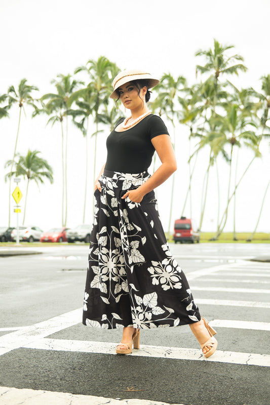 Palazzo Pants Black/White Kalo Quilt