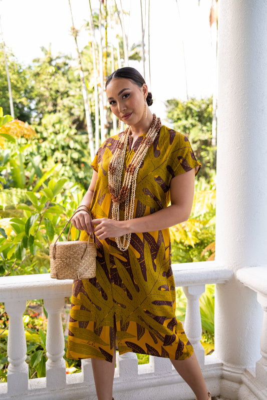 Lola Dress Lauaʻe Brown/Mustard