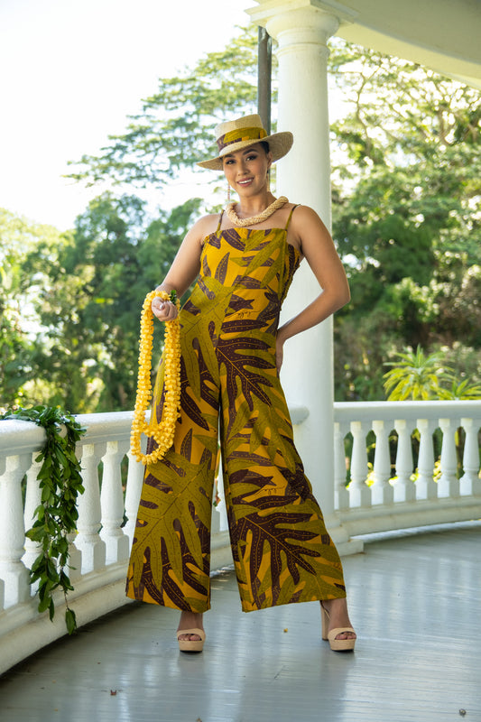 Bella Romper with Tube Top Bandeau Lauaʻe Brown/Mustard