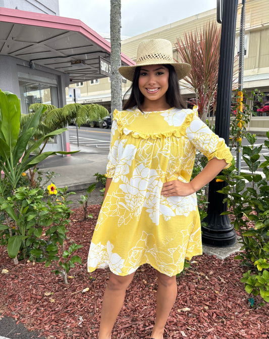Emma Dress Lei Kiele Yellow/White