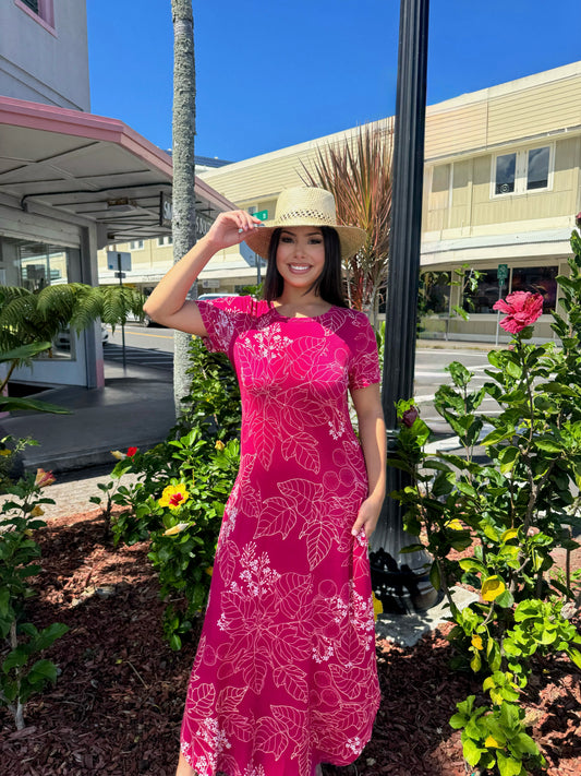 Joyce Dress Cranberry Kukui Blossom