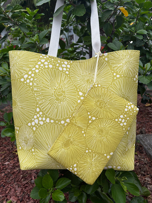 Beach Bag with Zippered Pouch Opihi Green