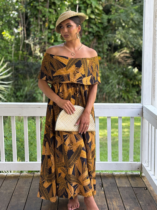 Moana Dress Uluhe Fern Gold/Black