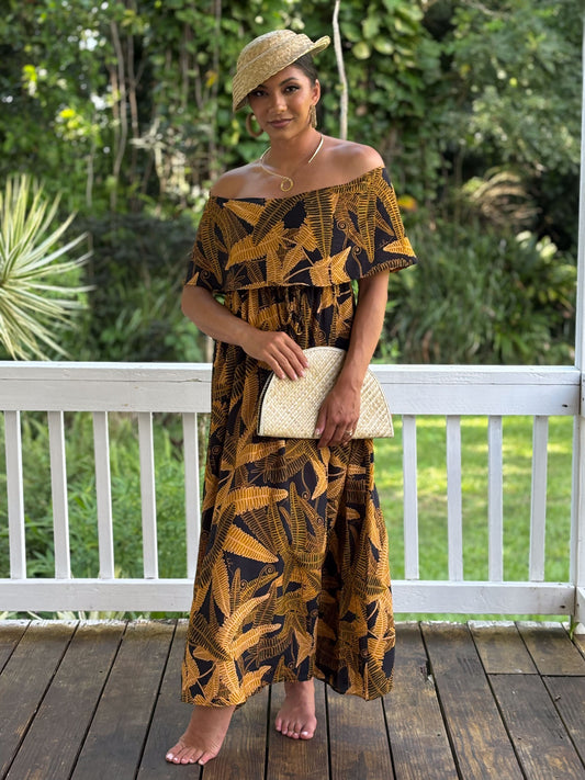 Moana Dress Uluhe Fern Gold/Black