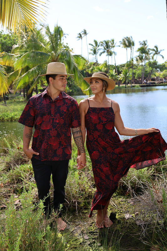 Menʻs Aloha Shirt ‘Ōhi‘a Lehua