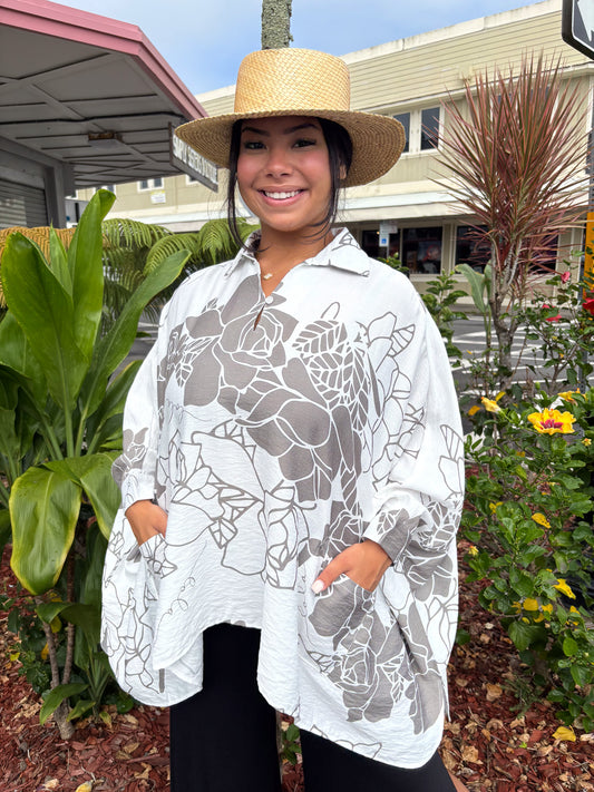 Piʻilani Blouse Lei Kiele Grey/White