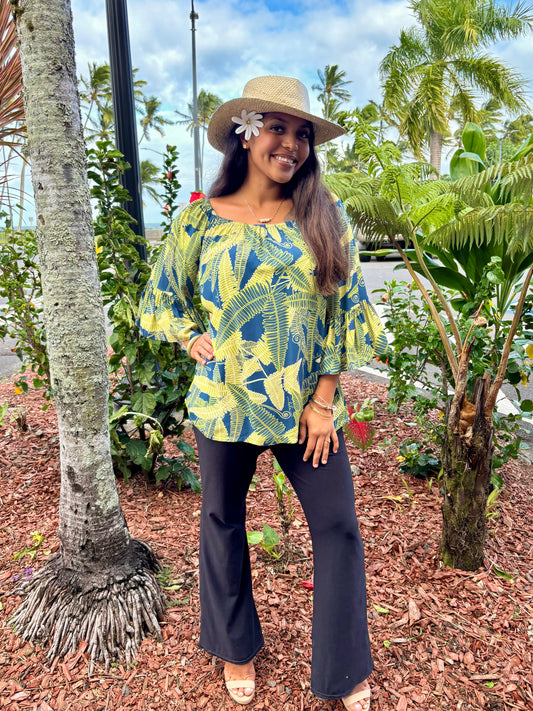 Chacha Blouse Uluhe Fern Teal/Green