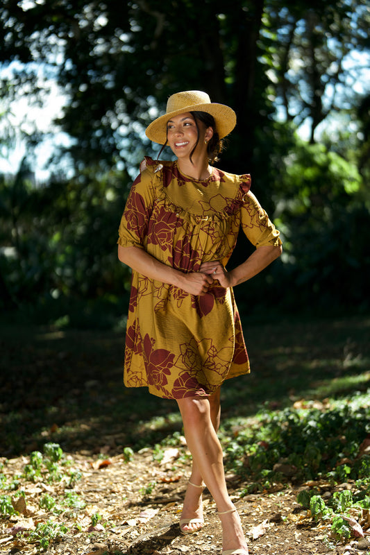 Emma Dress Lei Kiele Maroon Brown