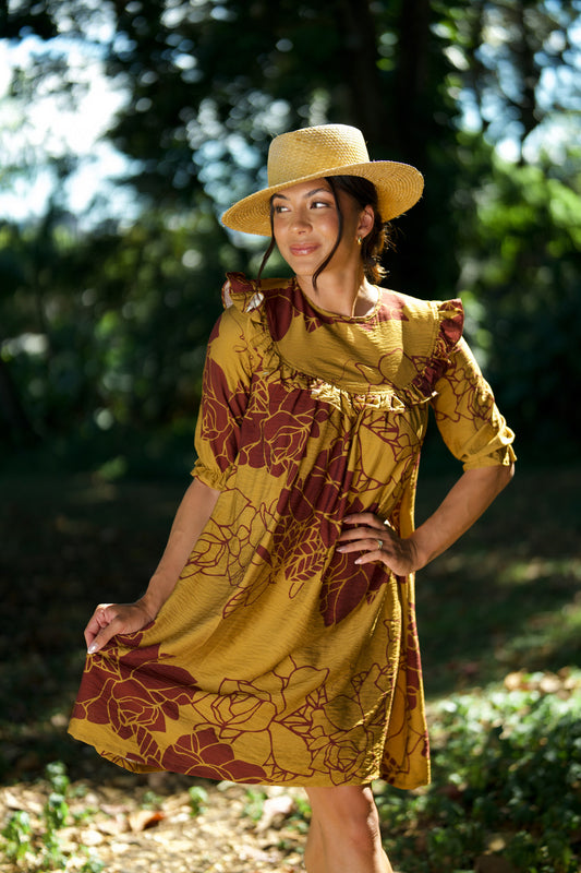 Emma Dress Lei Kiele Maroon Brown