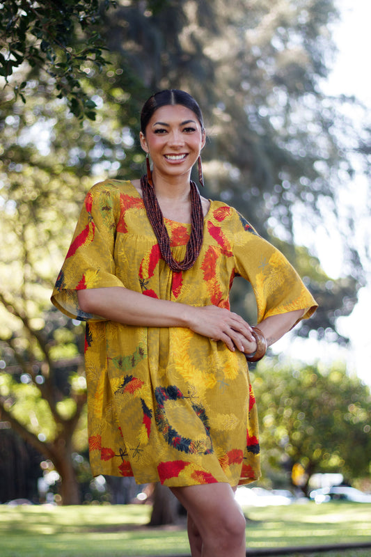 Baby Doll Dress Lei Hulu Mustard