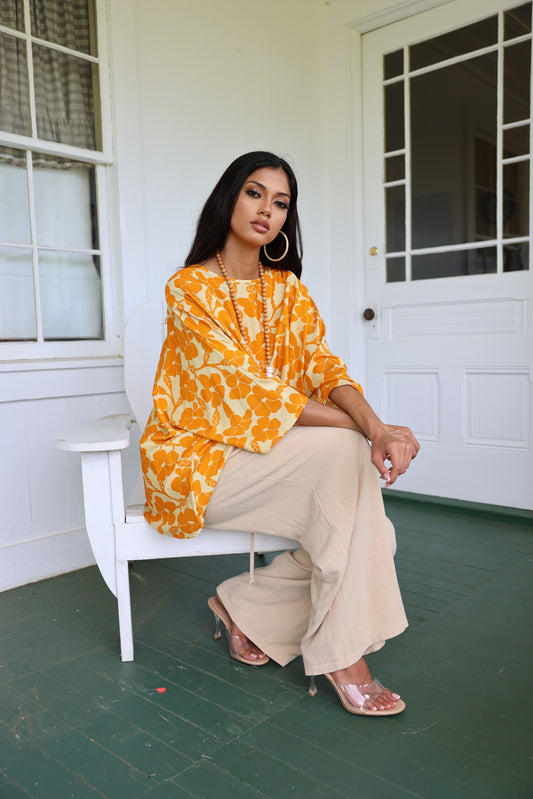 Makuahine Blouse Mustard Puakenikeni