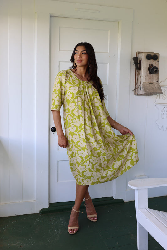 Makanoe Dress Lime Green Puakenikeni