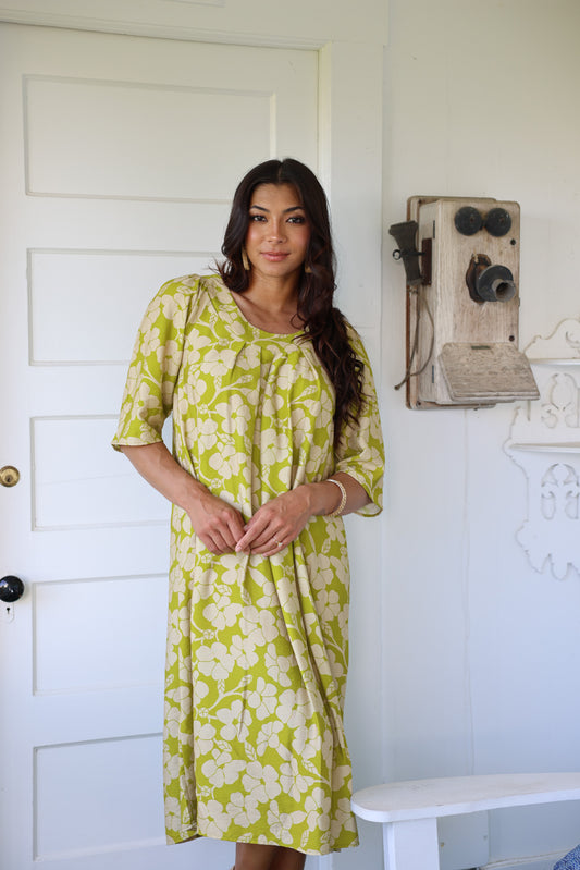 Makanoe Dress Lime Green Puakenikeni