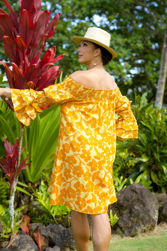 Chelsea Dress Mustard Puakenikeni