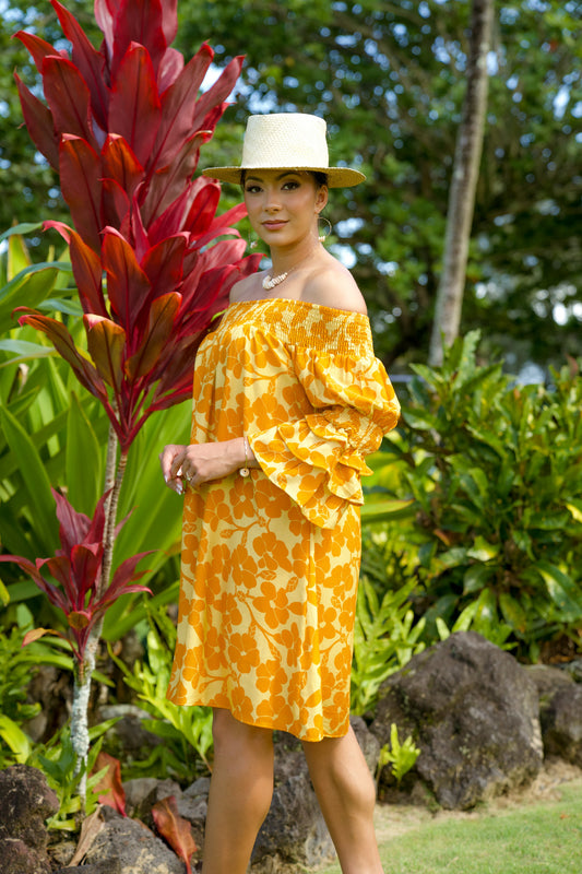 Chelsea Dress Mustard Puakenikeni