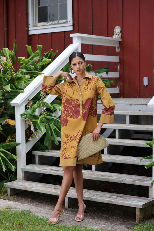 Chloe Dress Lei Kiele Maroon/Brown