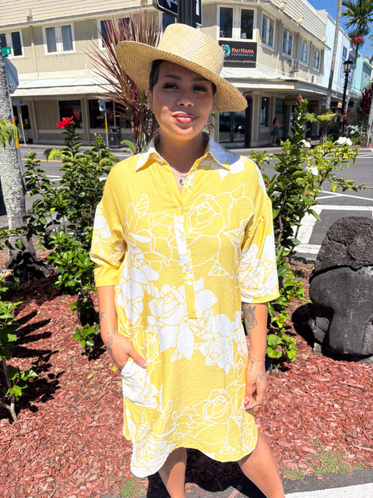 Lei Aloha Dress Yellow/White Kiele