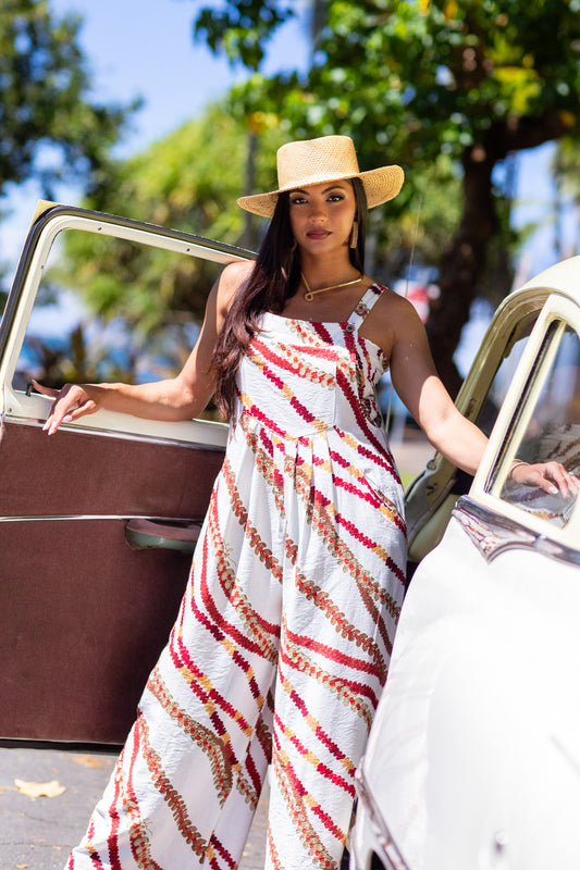 Starlye Overalls (No Bandeau) White Niʻihau Shell