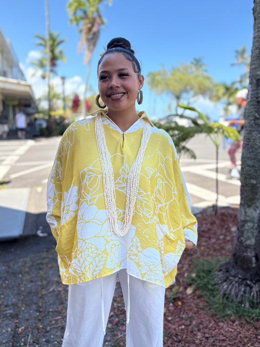 Piʻilani Blouse Lei Kiele Yellow/White