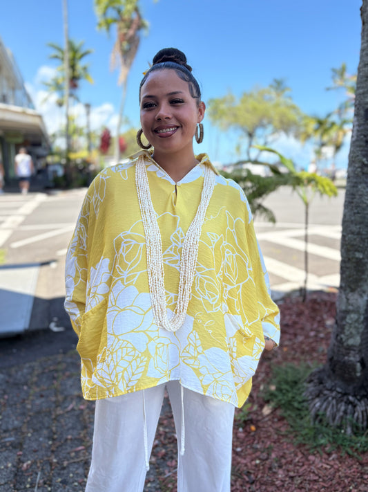 Piʻilani Blouse Lei Kiele Yellow/White